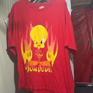 Vintage 90s Warner Bros. Red Tweety Devil Kids T-Shirt